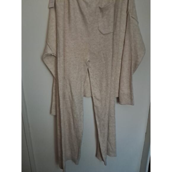 Auden Sweater Knit Wide Leg Pajama Set Cream Color Womens Size Large - Picture 4 of 12